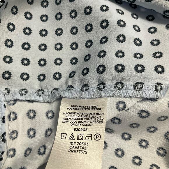 Ann Taylor Women's Blue White Boxy Blouse with Mandarin Collar EUC Size XL - Picture 9 of 9